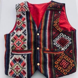 Vintage America Multicolor Patterned Vest